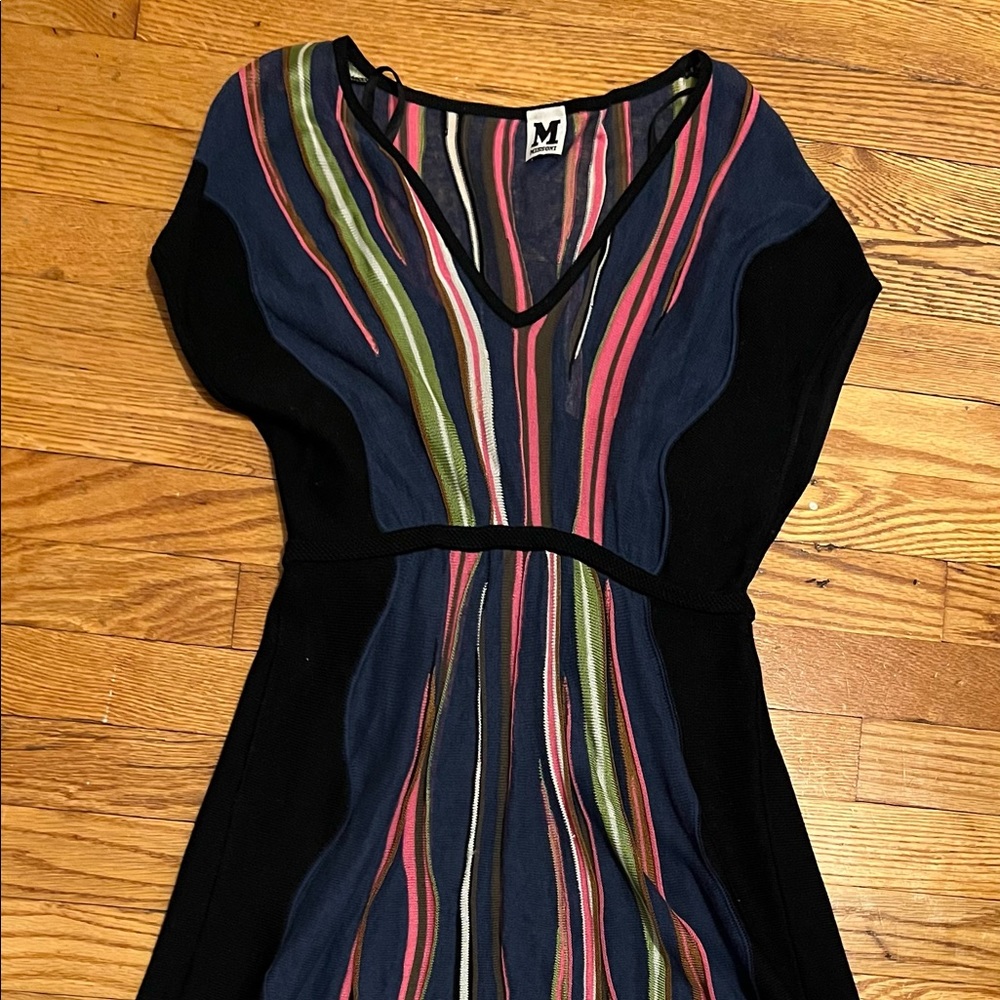 M Missoni Vertical Stripes Sleeveless Knit Dress w/Slip. See photo- slight snag